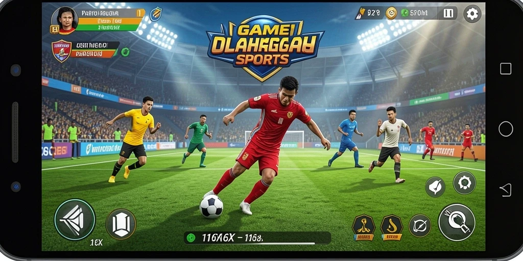 Screenshot utama 116X menampilkan aksi seru dalam permainan olahraga.