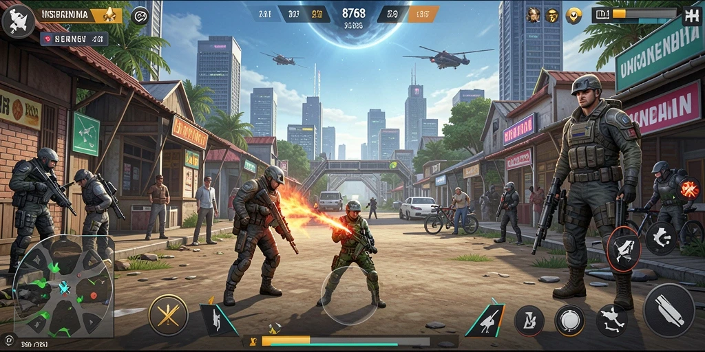 Screenshot gameplay 8768 yang menunjukkan aksi strategi mendebarkan.