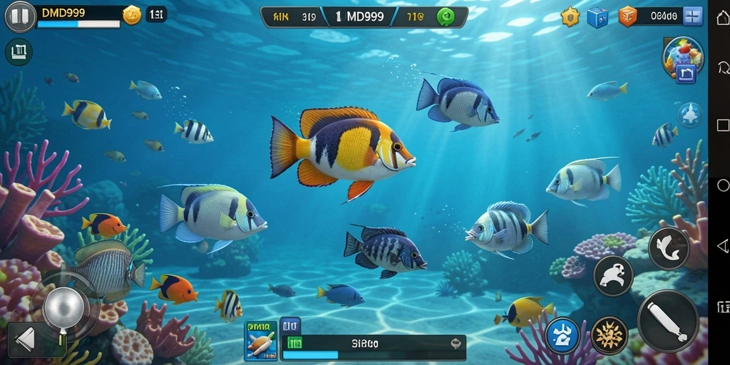 Gameplay seru DMD999 dengan aksi menembak ikan.