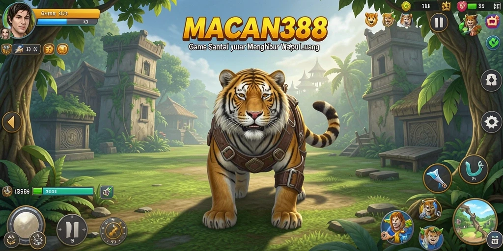Tampilan gameplay <strong>MACAN388</strong> yang cerah dan menyenangkan.