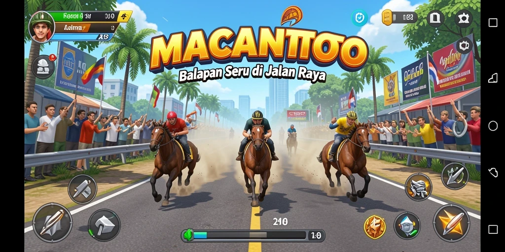Screenshot menampilkan balapan cepat dan menegangkan di MACANTOTO.