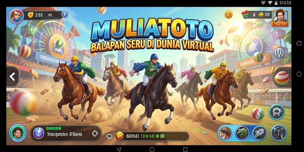 Tampilan gameplay seru di MULIATOTO dengan balapan yang menegangkan.