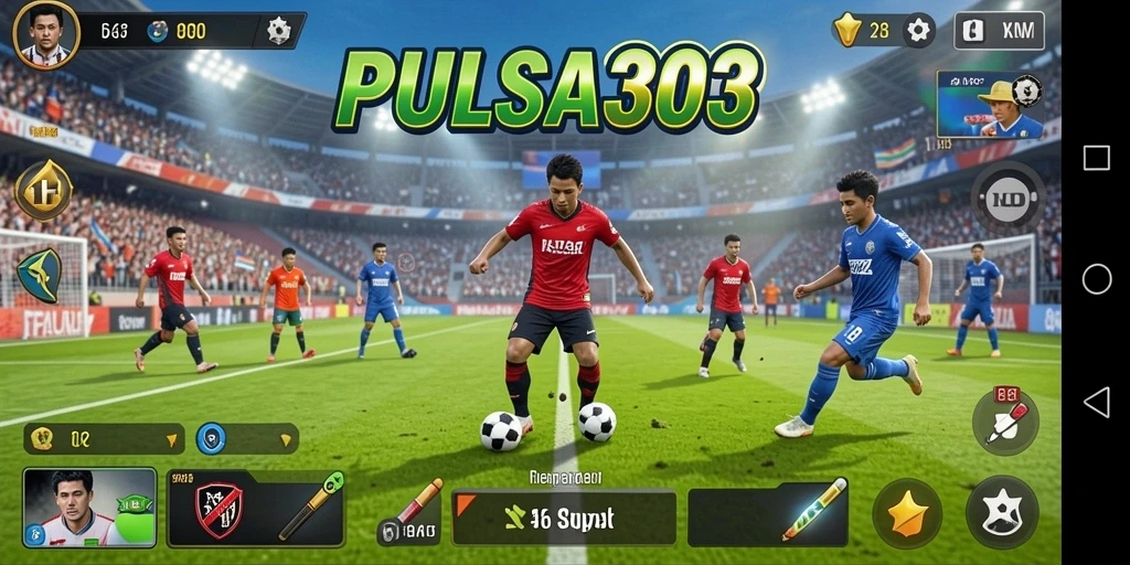 Gameplay seru dalam PULSA303 dengan aksi sepak bola yang intens.