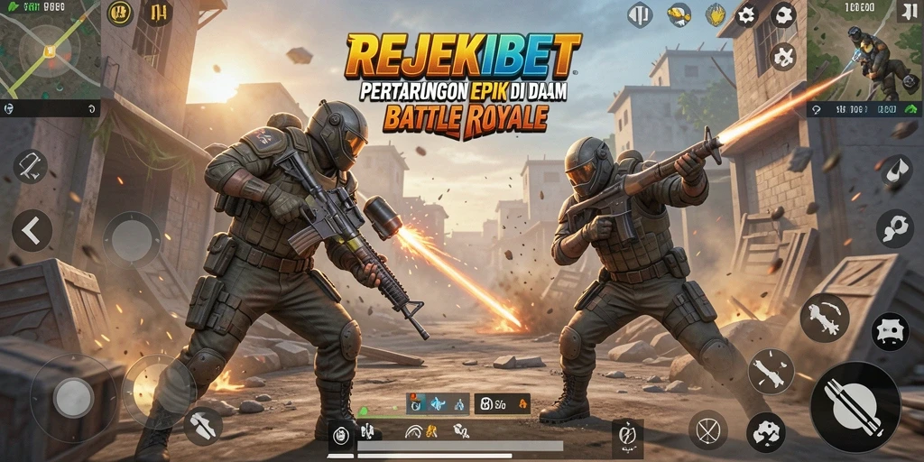 Gameplay intense dan seru di dunia Battle Royale REJEKIBET.