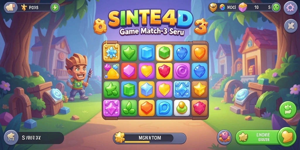 Tangkapan layar gameplay menampilkan aksi Match-3 yang mendebarkan.