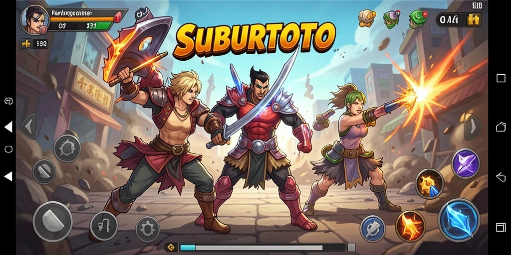 Tangkapan layar gameplay SUBURTOTO menampilkan aksi pertarungan yang dinamis.