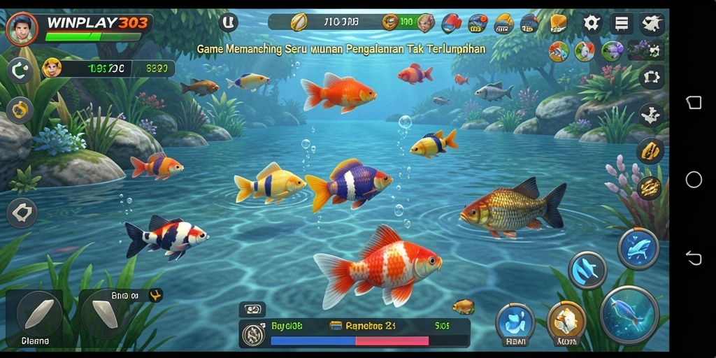 Tampilan gameplay WINPLAY303 saat pemain menangkap ikan besar.